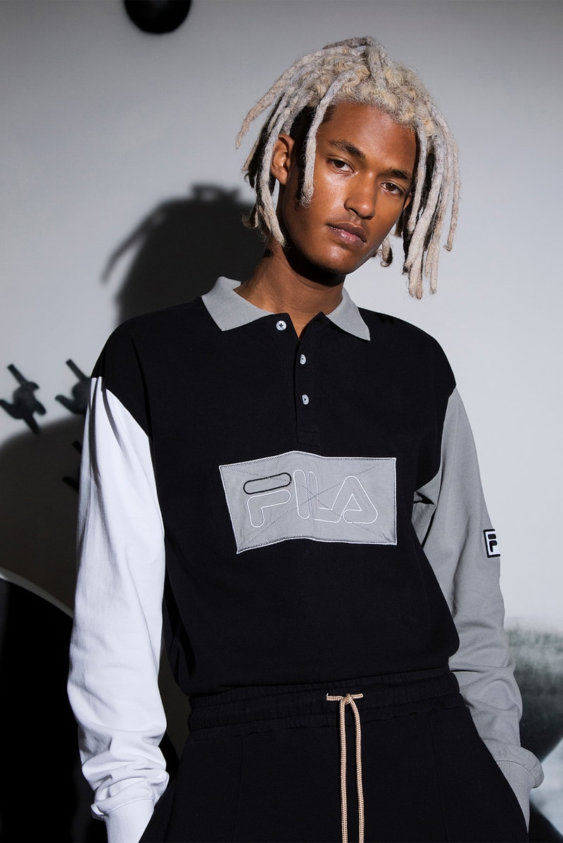 Liam Hodges Fila Fall/Winter 2018 Lookbook Fashion Clothing Cop Purchase Buy Dover Street Market London Selfridges Disruptor 2 II London Fashion Week Magic Line