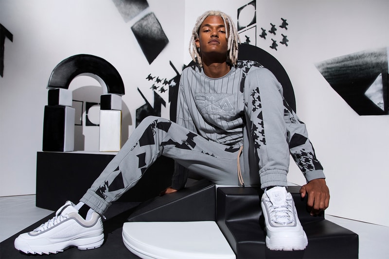 Liam Hodges Fila Fall/Winter 2018 Lookbook Fashion Clothing Cop Purchase Buy Dover Street Market London Selfridges Disruptor 2 II London Fashion Week Magic Line