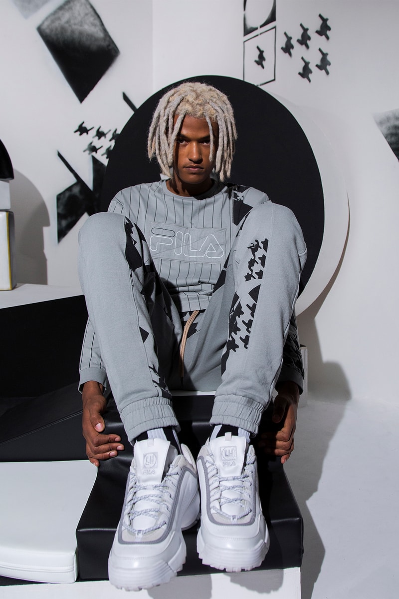 Liam Hodges Fila Fall/Winter 2018 Lookbook Fashion Clothing Cop Purchase Buy Dover Street Market London Selfridges Disruptor 2 II London Fashion Week Magic Line