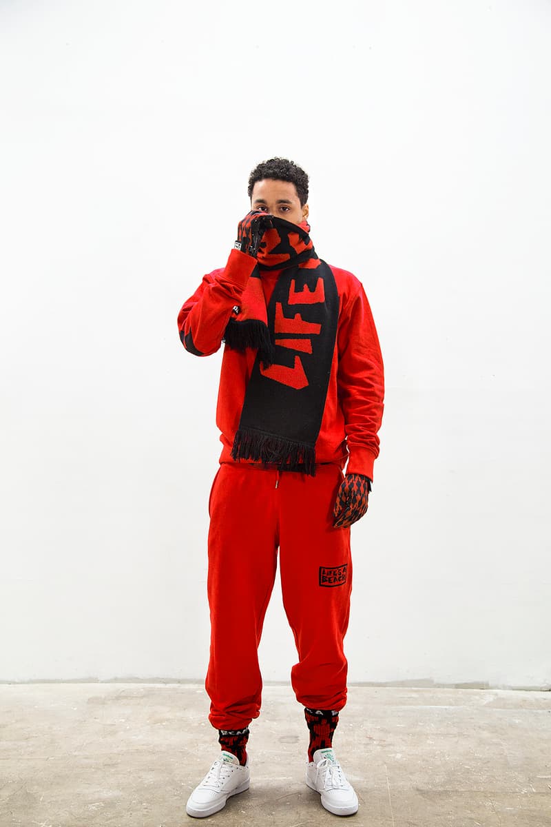 Life's a Beach lookbook fall winter 2018 collection london greg finch red orange blue tie dye flannel middle finger print pattern logo sweatsuit fleece hoodie t shirt september 20 2018 drop release date