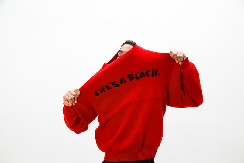 Life's a Beach lookbook fall winter 2018 collection london greg finch red orange blue tie dye flannel middle finger print pattern logo sweatsuit fleece hoodie t shirt september 20 2018 drop release date