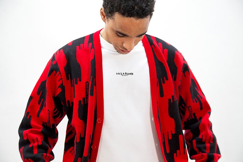 Life's a Beach lookbook fall winter 2018 collection london greg finch red orange blue tie dye flannel middle finger print pattern logo sweatsuit fleece hoodie t shirt september 20 2018 drop release date