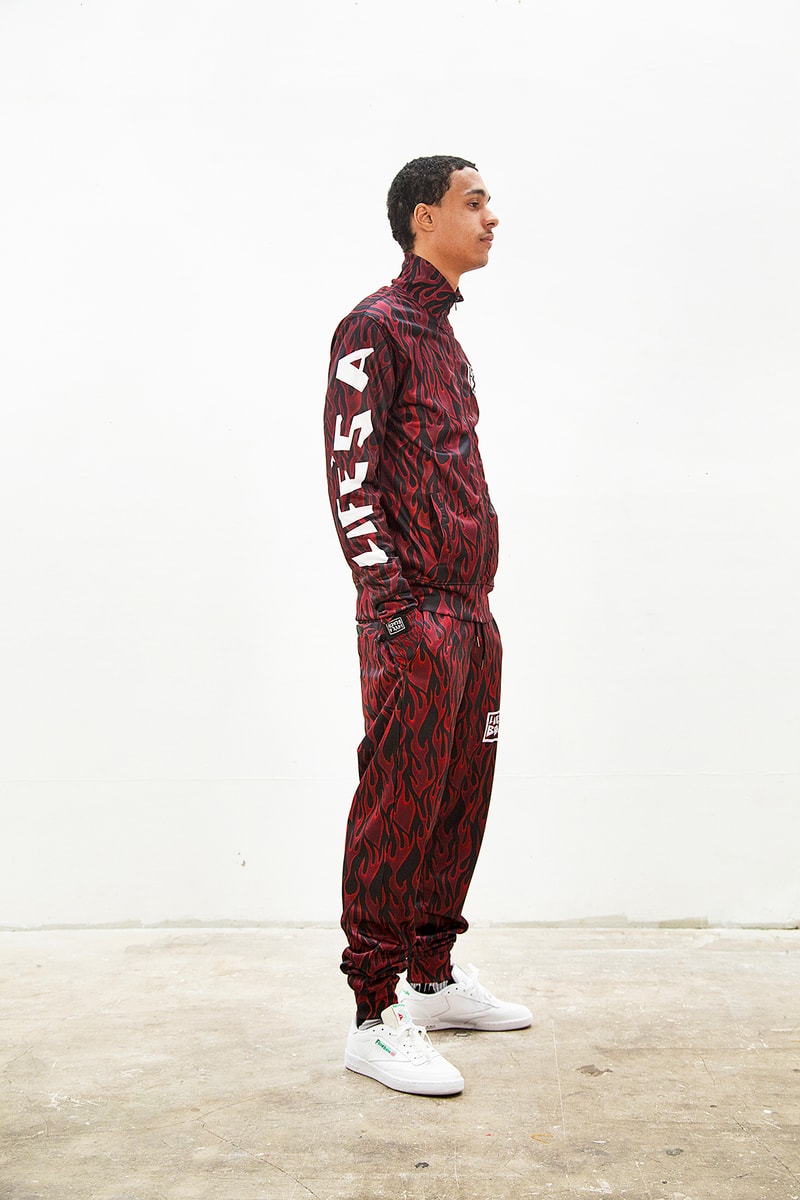 Life's a Beach lookbook fall winter 2018 collection london greg finch red orange blue tie dye flannel middle finger print pattern logo sweatsuit fleece hoodie t shirt september 20 2018 drop release date