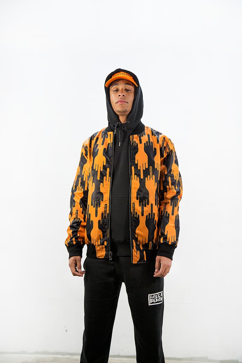 Life's a Beach lookbook fall winter 2018 collection london greg finch red orange blue tie dye flannel middle finger print pattern logo sweatsuit fleece hoodie t shirt september 20 2018 drop release date