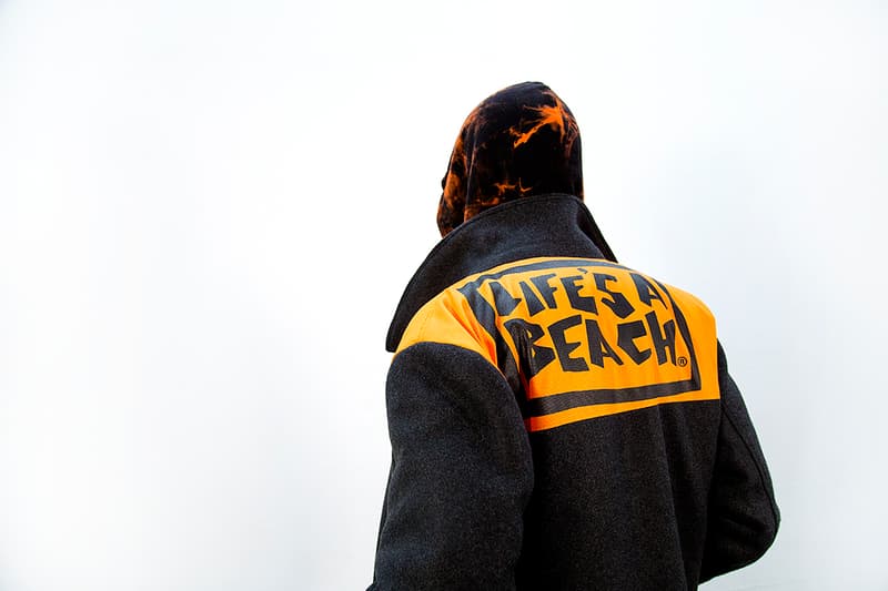 Life's a Beach lookbook fall winter 2018 collection london greg finch red orange blue tie dye flannel middle finger print pattern logo sweatsuit fleece hoodie t shirt september 20 2018 drop release date