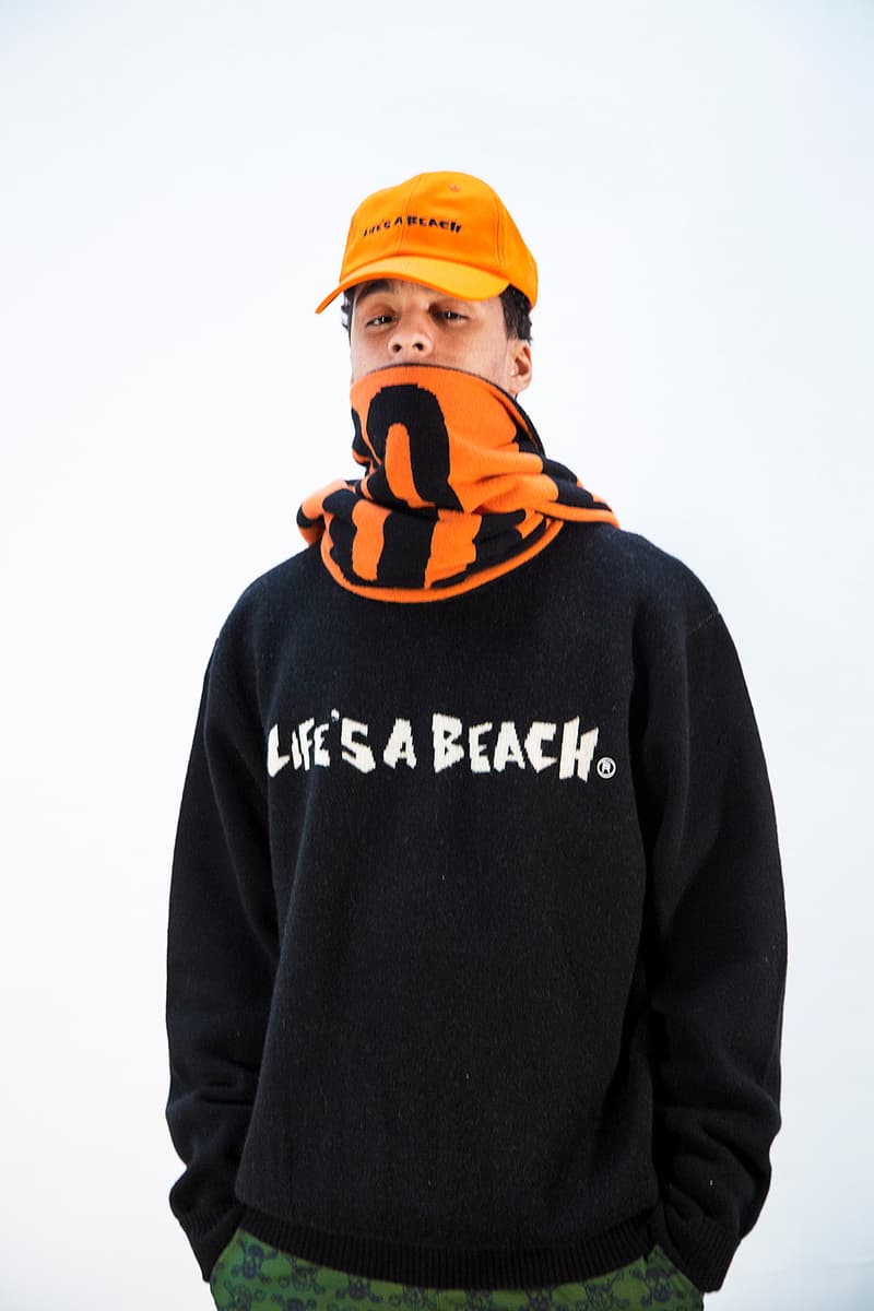 Life's a Beach lookbook fall winter 2018 collection london greg finch red orange blue tie dye flannel middle finger print pattern logo sweatsuit fleece hoodie t shirt september 20 2018 drop release date