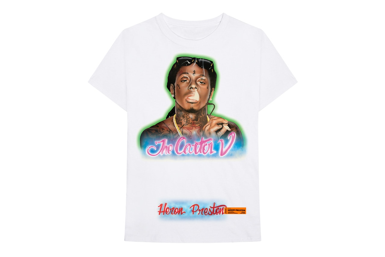Lil wayne tha carter v 5 merch collection limited drop 24 hours one day heron preston airbrush graphics release info web store shop sell print album