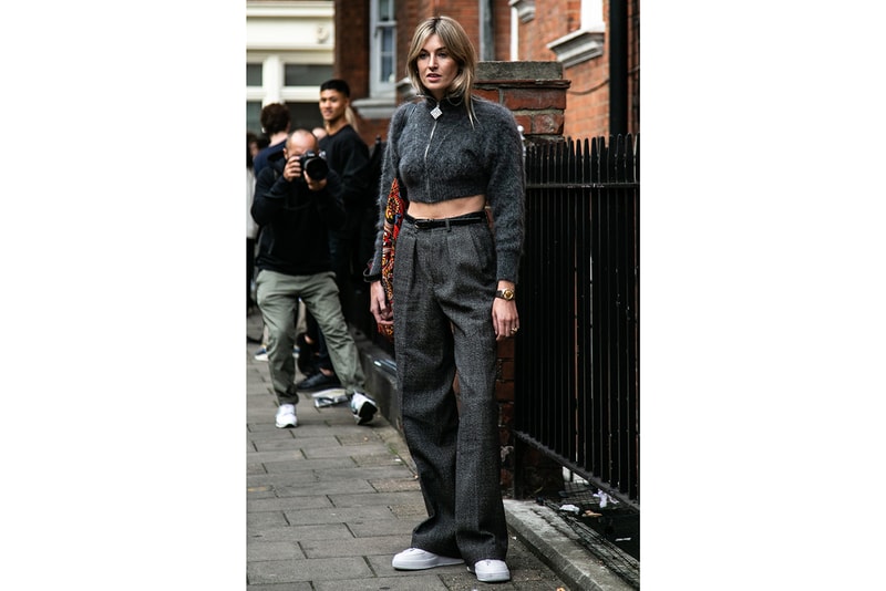 London Fashion Week Spring Summer 2019 Street Style plaid floral prints prada nike christian dior acne gucci fendi streetsnaps