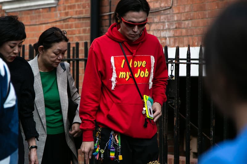 London Fashion Week Spring Summer 2019 Street Style plaid floral prints prada nike christian dior acne gucci fendi streetsnaps