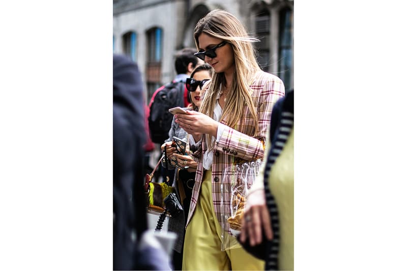 London Fashion Week Spring Summer 2019 Street Style plaid floral prints prada nike christian dior acne gucci fendi streetsnaps