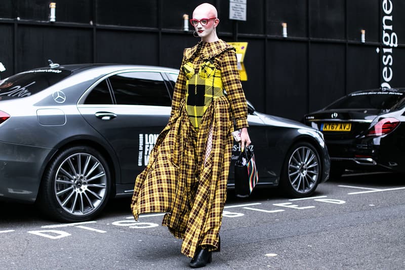 London Fashion Week Spring Summer 2019 Street Style plaid floral prints prada nike christian dior acne gucci fendi streetsnaps