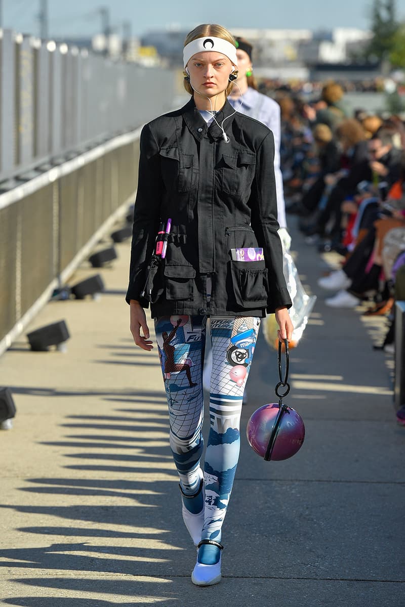 Marine Serre spring summer 2019 runway menswear kid paris fashion week debut sportswear logo print denim jacket floral first converse collaboration laceless slip on chuck taylor