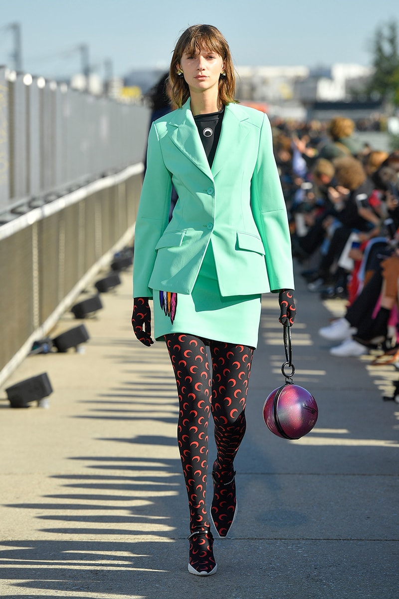 Marine Serre spring summer 2019 runway menswear kid paris fashion week debut sportswear logo print denim jacket floral first converse collaboration laceless slip on chuck taylor