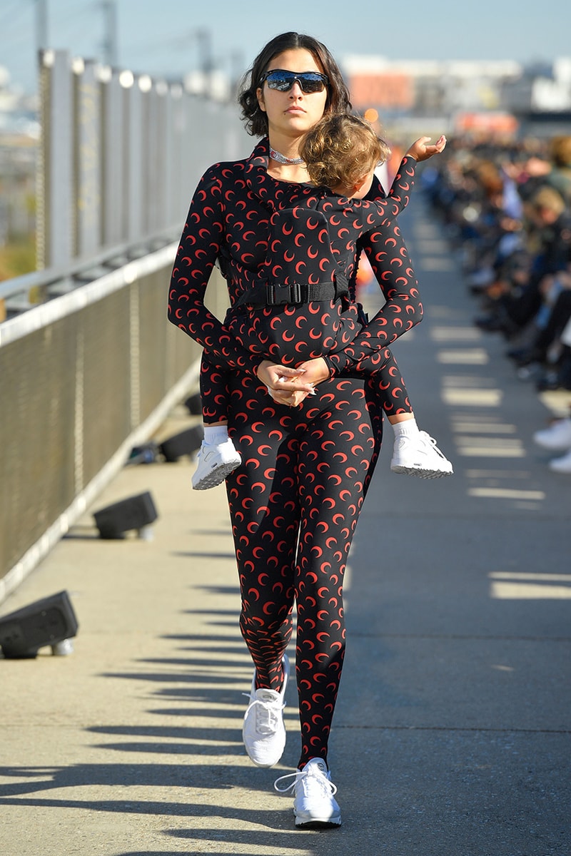 Marine Serre spring summer 2019 runway menswear kid paris fashion week debut sportswear logo print denim jacket floral first converse collaboration laceless slip on chuck taylor