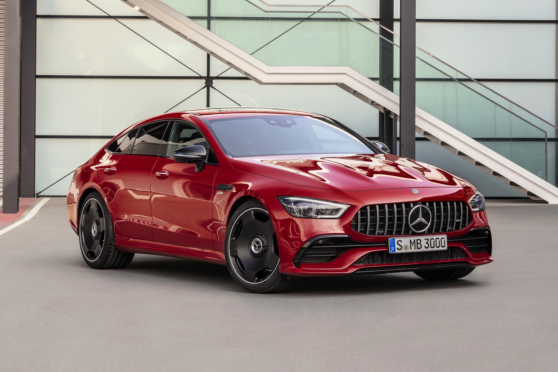 Mercedes GT 43 First Look affordable AMG GT 4 Door Coupe red Specs top speed horsepower car automobile