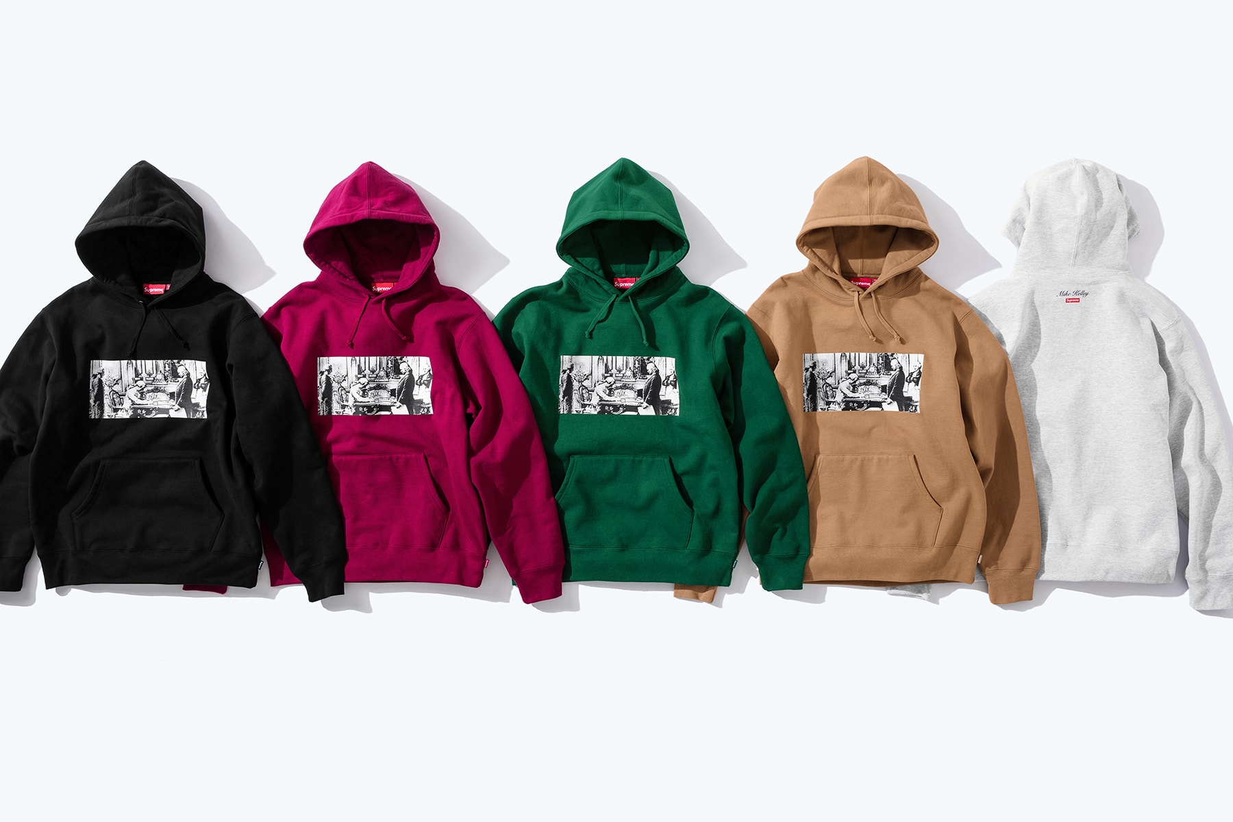 Supreme x Mike Kelley FW18 Release Art Contemporary Art Marcel Duchamp Readymade Michigan Detroit Music Sonic Youth Supreme Collaboration Hoodies Sweatshirts Work Jacket Destroy All Monsters MOMA Dadaists kitsch Conceptual Performance art