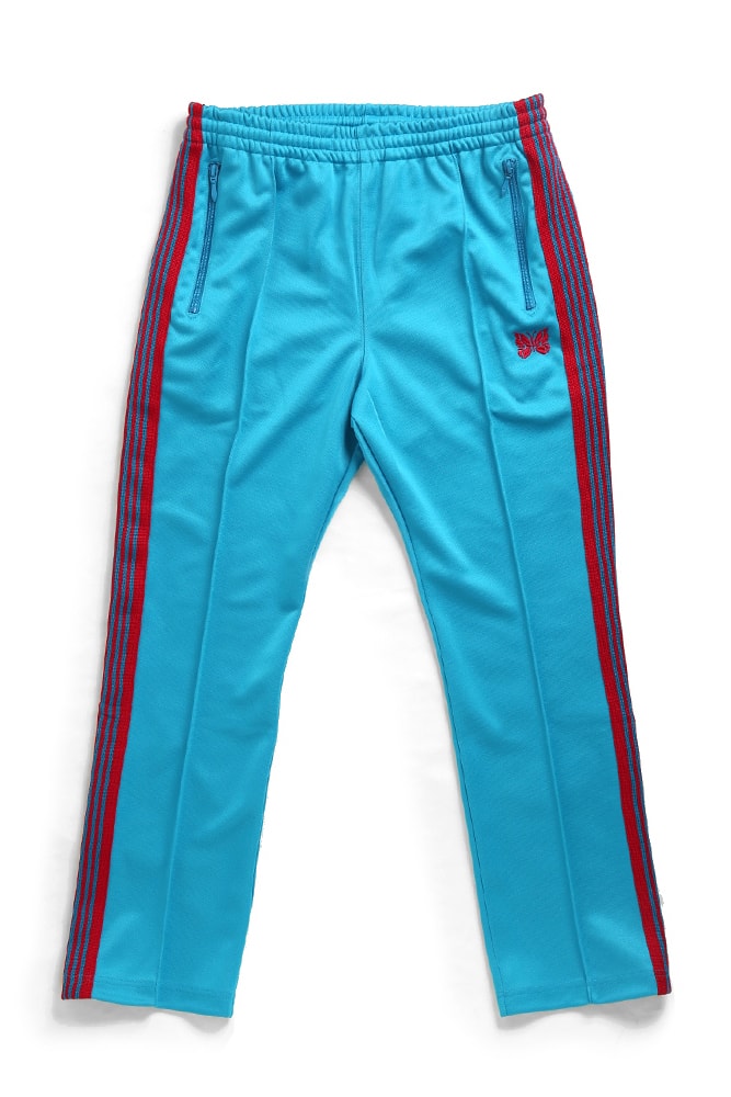 needles track suit jacket pants turquoise grey colorways drop release japan NEPENTHES buy sell poly smooth slim straight
