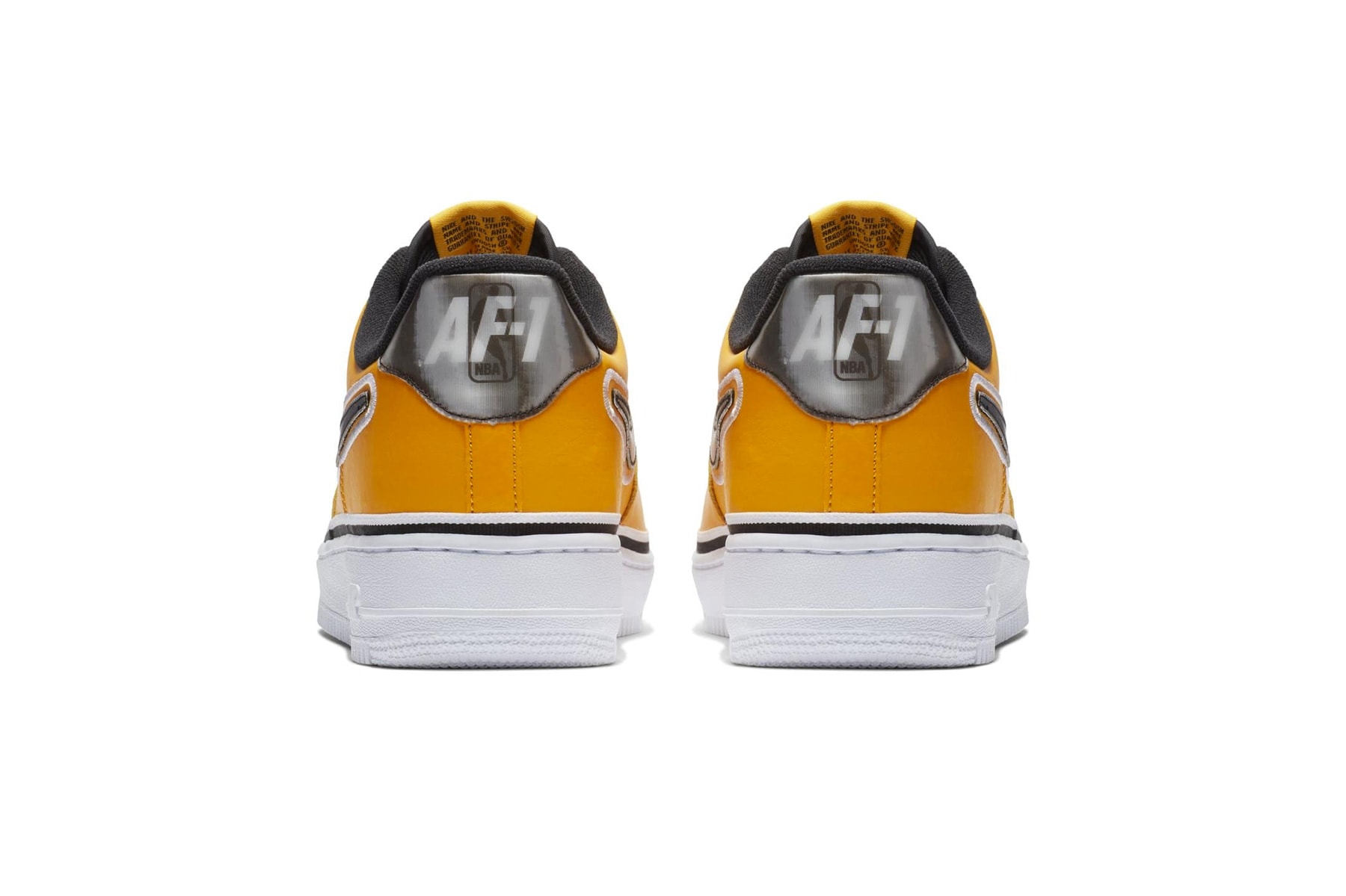 Nike Air Force 1 Low NBA Los Angeles Lakers LA colorway yellow black colorway sneaker release date info price details basketball team colors