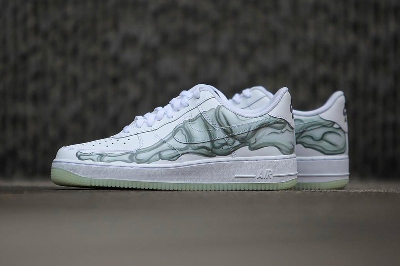 Nike Air Force 1 QS "Skeleton" Release Info date colorway sneaker halloween october 2018 print white purchase