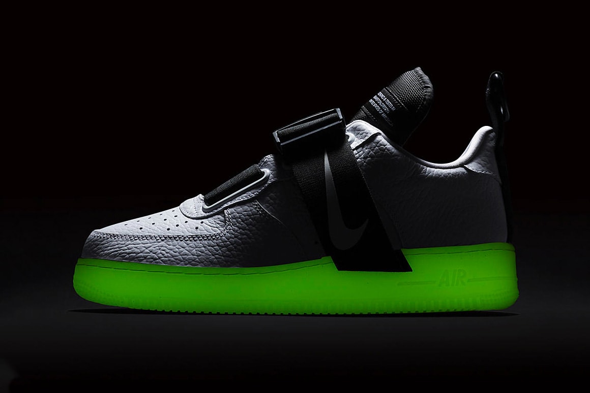 Nike Air Force 1 Utility QS Glow-in-the-Dark sole sneaker colorway white black release date price info