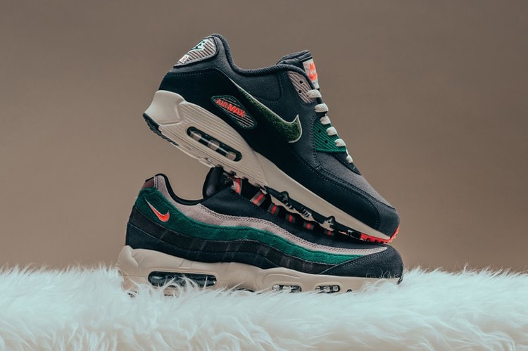Nike's Air Max 90 & 95 Premium Mix "Oil Grey" and "Rainforest"