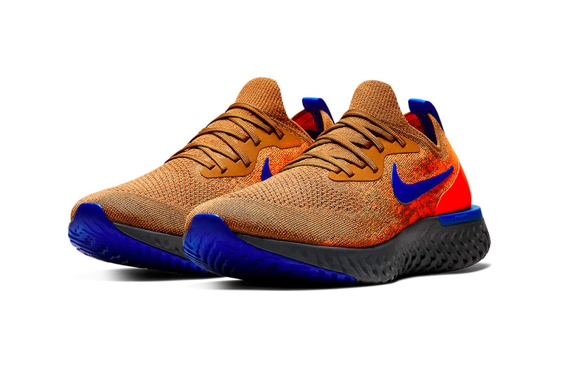 Nike Epic React Flyknit Release Golden Beige Racer Blue Total Orange