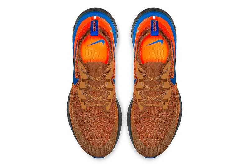 Nike Epic React Flyknit Release Golden Beige Racer Blue Total Orange