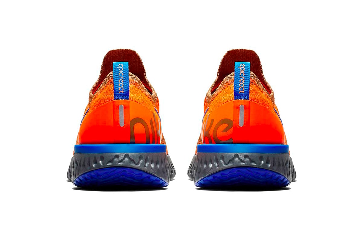 Nike Epic React Flyknit Release Golden Beige Racer Blue Total Orange