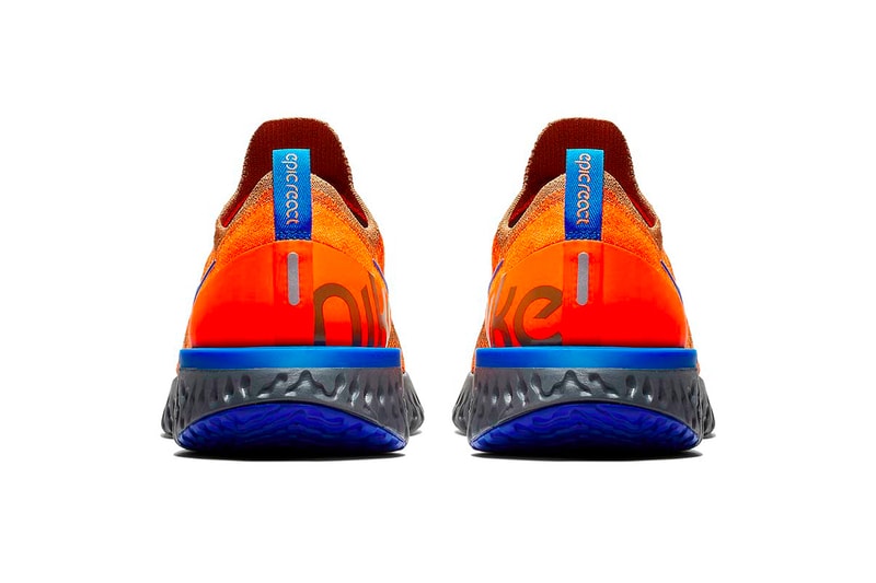 Nike Epic React Flyknit Release Golden Beige Racer Blue Total Orange