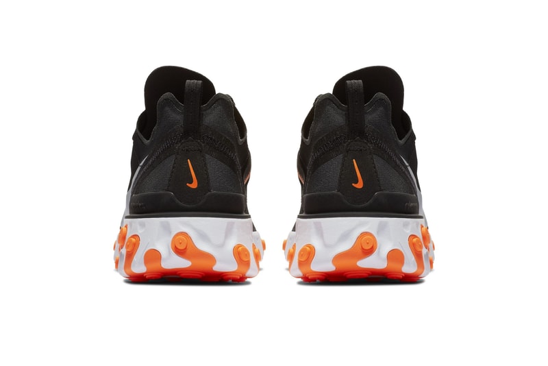 Nike React Element 55 "Black/Total Orange" sneaker colorway release date info price purchase buy trainers