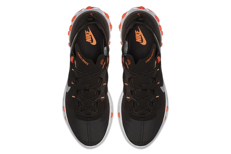 Nike React Element 55 "Black/Total Orange" sneaker colorway release date info price purchase buy trainers