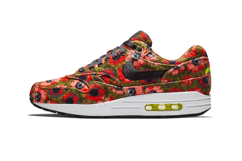 Nike Air Max 1 "Floral Mowabb" Pack release date info sneaker Black/Black-Flash Crimson-Faded Spruce 858876-003 colorway