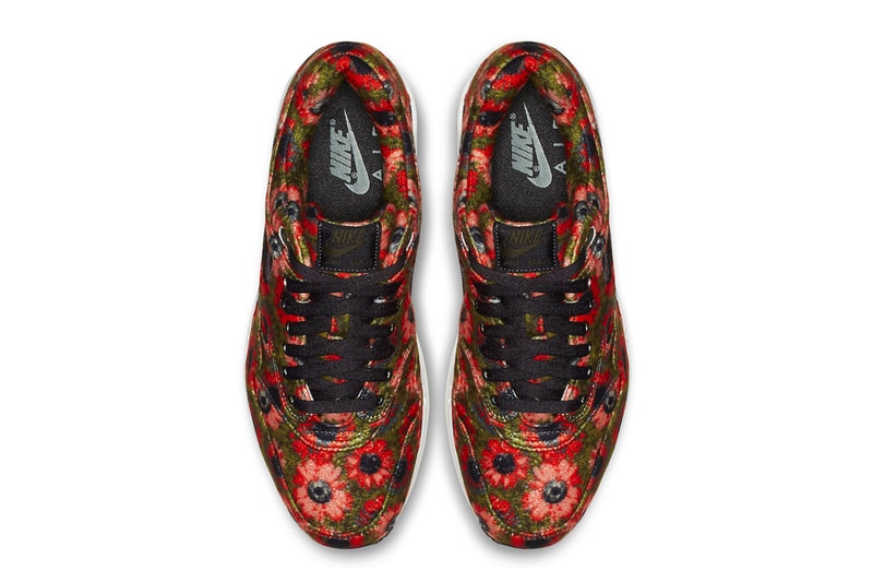 Nike Air Max 1 "Floral Mowabb" Pack release date info sneaker Black/Black-Flash Crimson-Faded Spruce 858876-003 colorway