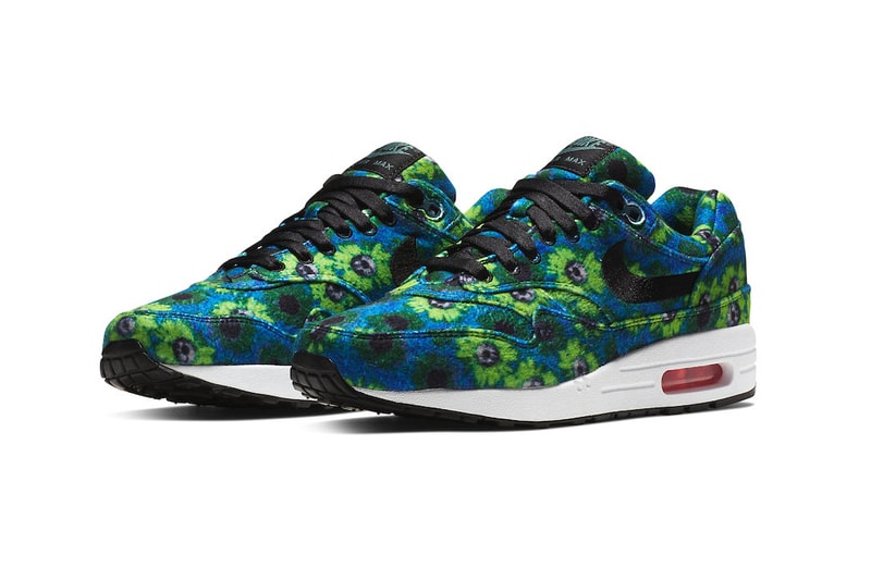 Nike Air Max 1 "Floral Mowabb" Pack release date info sneaker Black/Black-Flash Crimson-Faded Spruce 858876-003 colorway