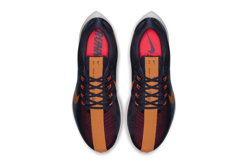 Nike Zoom Pegasus 35 Turbo Release Blackened Blue Orange Peel Flash Crimson Black Moon Particle White colorway sneaker date price info purchase