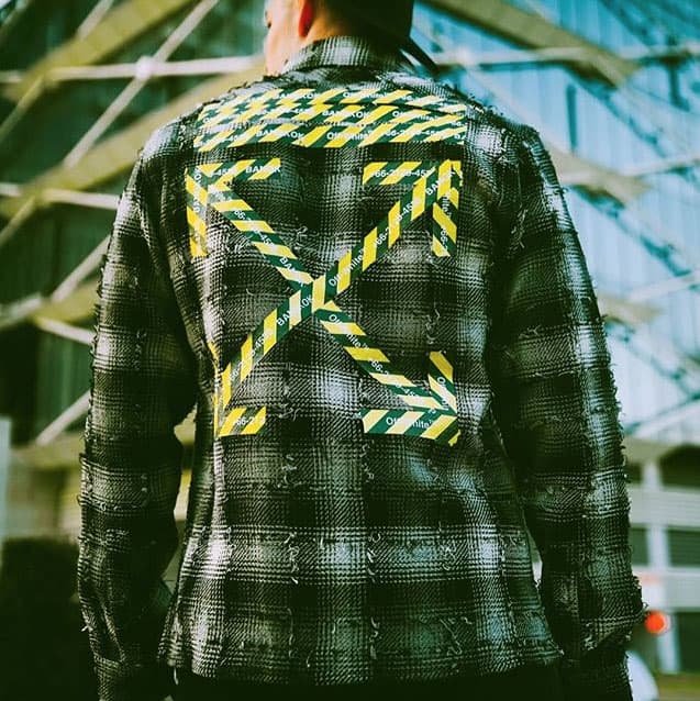 Off White Exclusive Capsule Collection Bangkok Flagship hoodie black yellow barricade tape bag pants jeans sweatshirt outerwear jacket