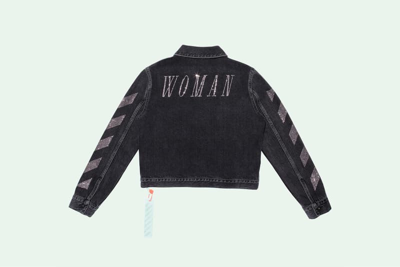 off white selfridges woman jacket crewneck t shirt industrial belt binder clip bag