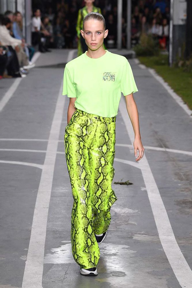 off white virgil abloh nike track field runway collection collaboration spring summer 2019 paris fashion week womenswear gown dress jacket denim sneaker shoe pfw