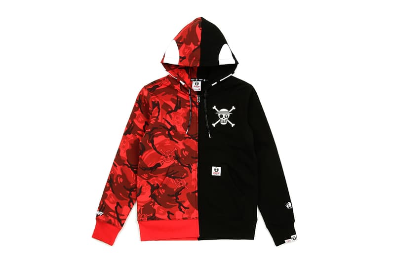 One Piece X Aape By Bape Fw18 Collection Hypebeast - red half camo hood roblox