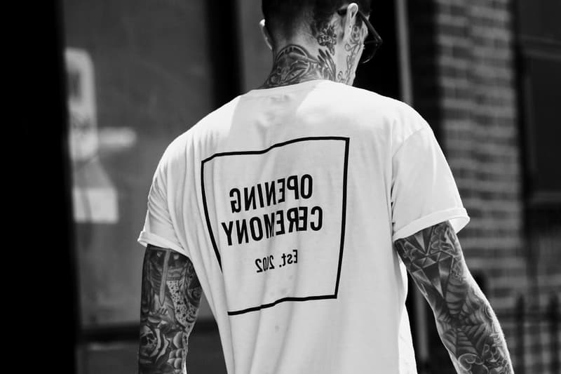 Opening Ceremony x Cotton Collab Announcement white tee markers fashion t-shirt box logo new york city marker black square box