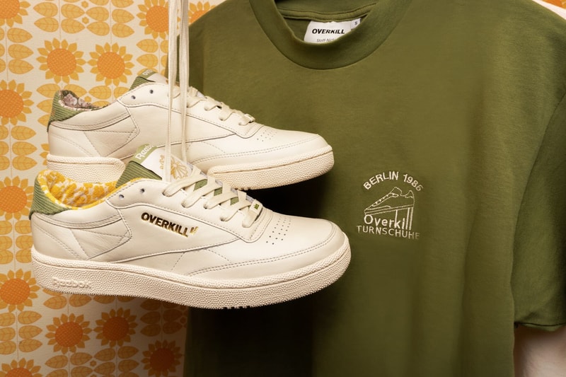 Overkill Reebok Classic Berlin 1985 white green sneakers shoes september 2018 club c 85 buckware t shirt socks lookbook capsule collaboration