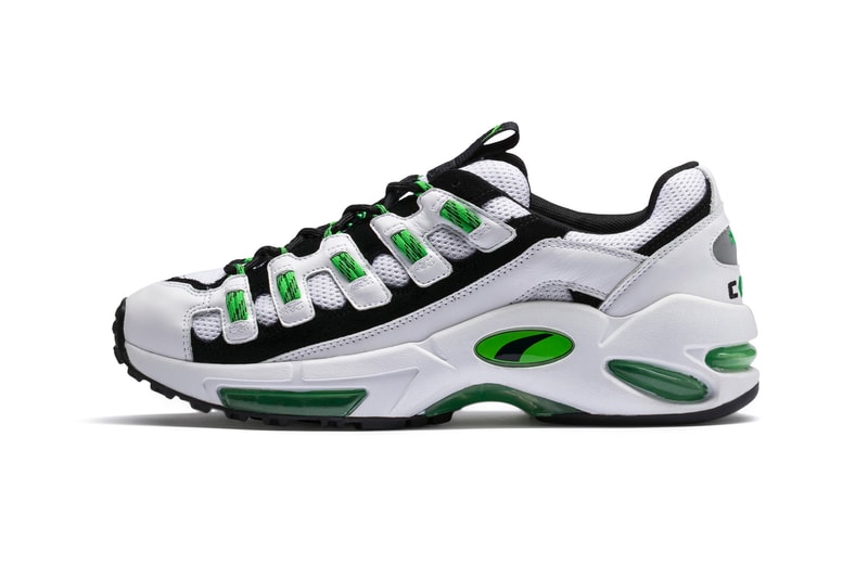 PUMA CELL Endura Release date information pictures on feet foot model lookbook background product shots phots White Surf The Web 1998 runner running sneaker visible air sole unit midsole bubble