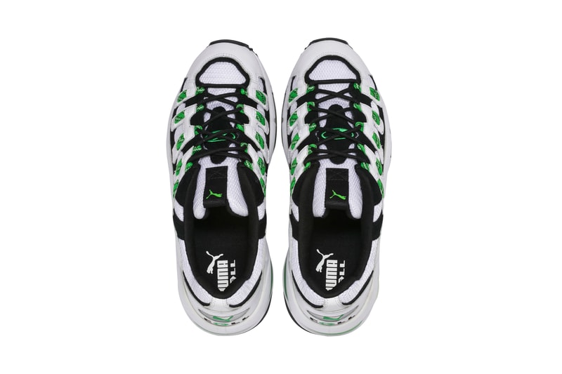 PUMA CELL Endura Release date information pictures on feet foot model lookbook background product shots phots White Surf The Web 1998 runner running sneaker visible air sole unit midsole bubble