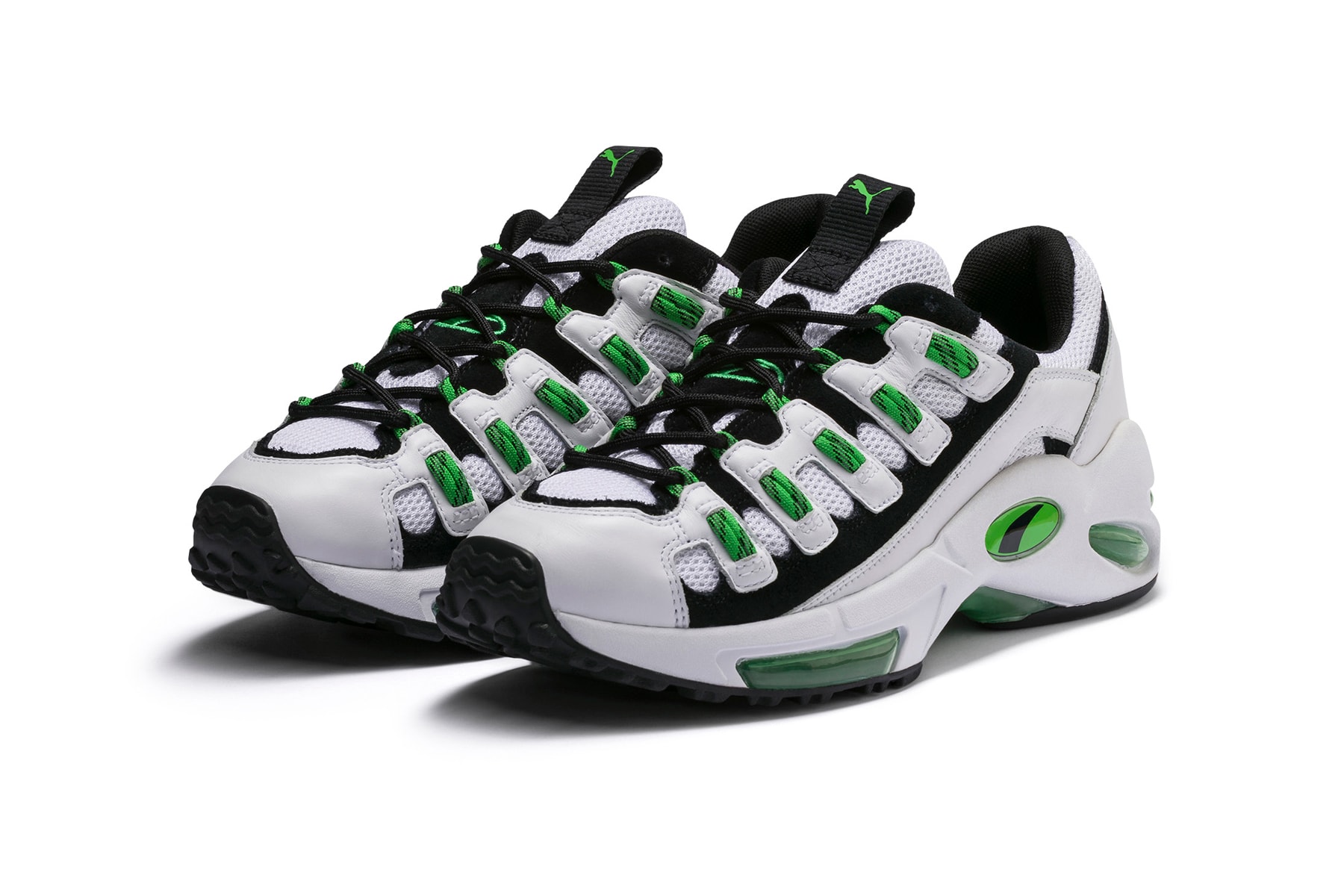 PUMA CELL Endura Release date information pictures on feet foot model lookbook background product shots phots White Surf The Web 1998 runner running sneaker visible air sole unit midsole bubble