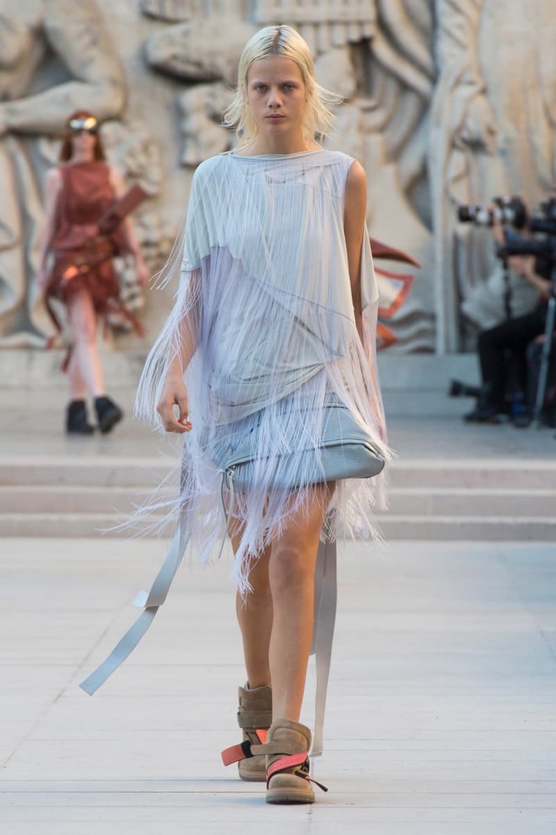 Rick Owens Spring/Summer 2019 Paris Fashion Week SS19 runway show womenswear fire burning set palais de tokyo american flag