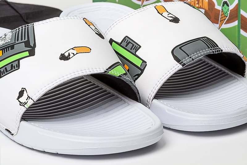 SANDALBOYZ Billionaire Boys Club bbc ice cream fall 2018 collection capsule collab collaboration sandals white cigarettes beepers grey gray sockers crew buy