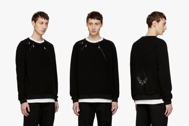 99%IS FW'18 Collection Ssense coats jackets sweaters pants punk bajowoo diy bondage zipper screenprint long sleeve shirt bat hood jacket