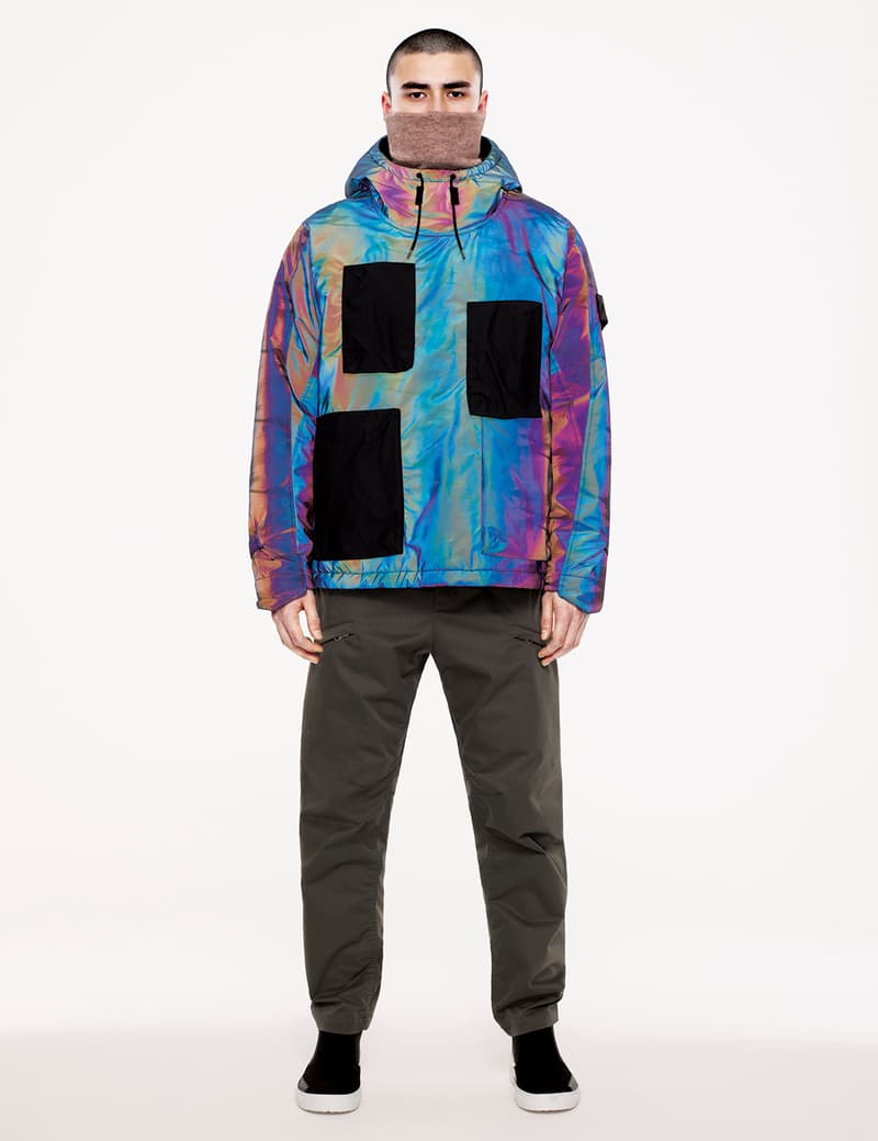 Stone Island Shadow Project FW18 Lookbook Reflective Jacket Bomber Rainbow Color