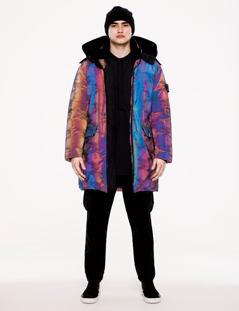Stone Island Shadow Project FW18 Lookbook Reflective Jacket Bomber Rainbow Color