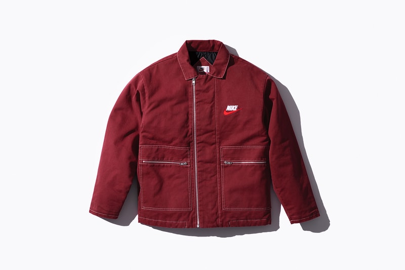 Supreme Nike Fall/Winter 2018 Collection Info NSW NikeLab Supreme Vest Jackets Sweat Suits earrings denim jackets touques beanies outerwear winter fall new york toyko logo overalls chore coat flannel polo logo